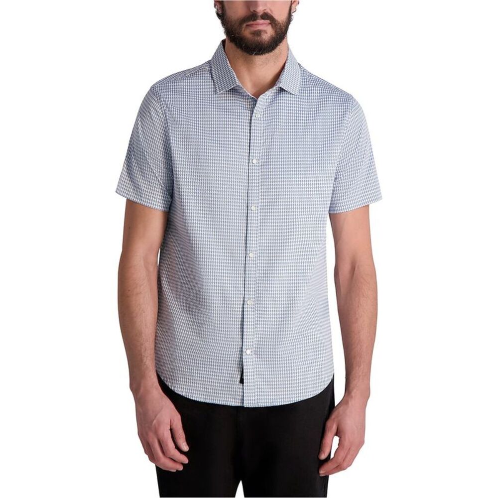 Karl Lagerfeld Mens Woven Houndstooth Button Up Shirt, NWT